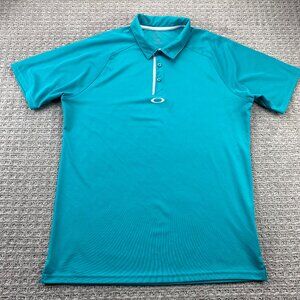 Oakley Golf Shirt Men Large L Teal Polo Shirt Golfing Golfer Outdoor Activewear